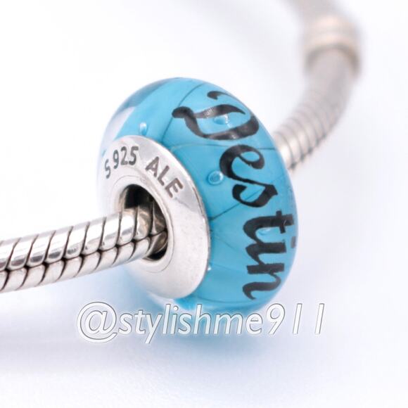 Authentic Pandora "Destin" Turquoise Murano Glass Charm - 790924 - Picture 2 of 11
